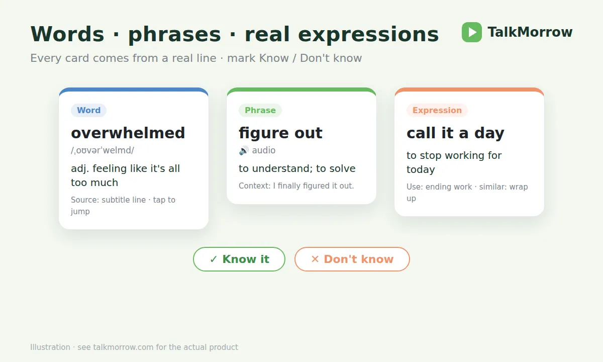 Word, phrase and expression cards